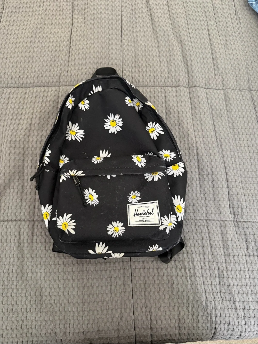 Herschel Daisy Print Classic Backpack - Black & White with Yellow Accents